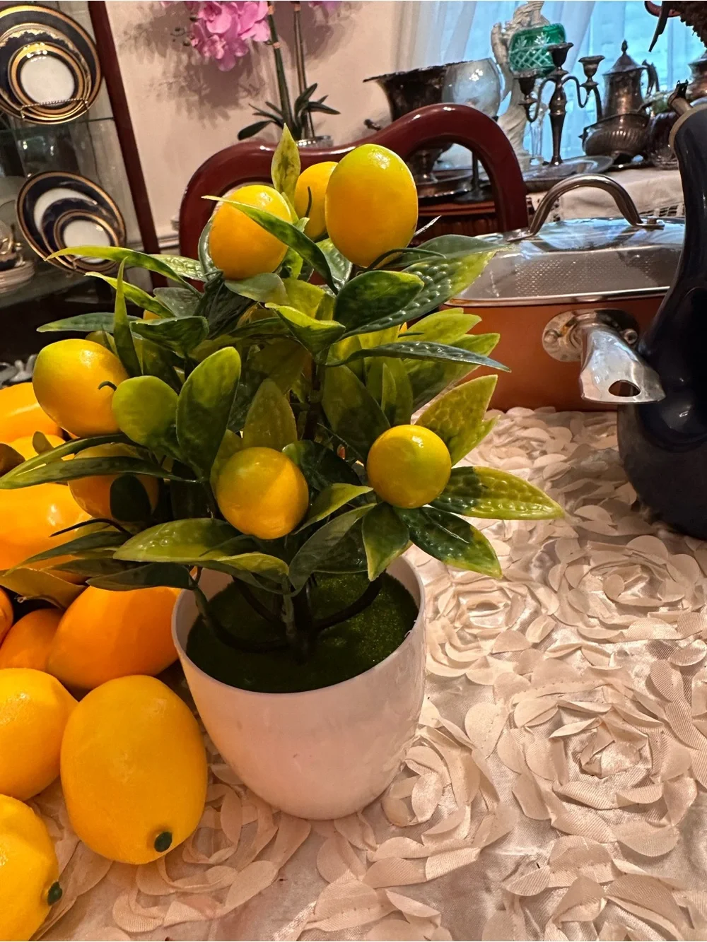 Martha Stewart Yellow Lemon Fruit Wreath with GreenLeaves also 2 small trees 10